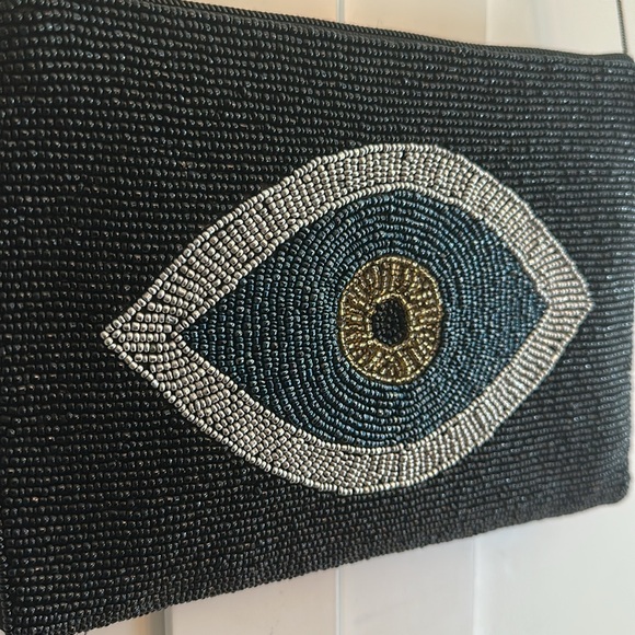 FROM ST XAVIER Black Beaded Eye Clutch/Crossbody - Picture 2 of 6